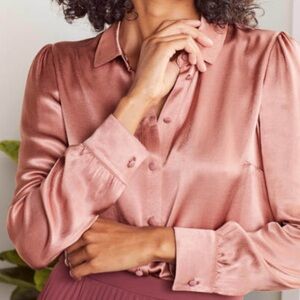 Boden Eliza Satin Shirt in Rose Mauve Pink